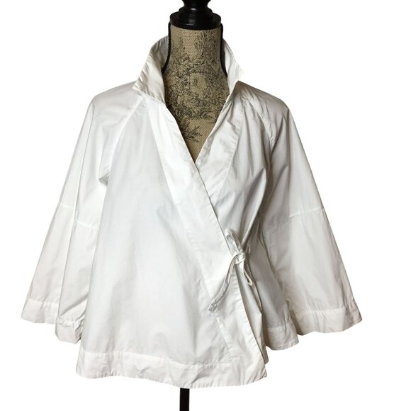 TOAST White Wrap Blouse S Cotton Portugal Minimalist Elevated Everyday Layering - Picture 2 of 11